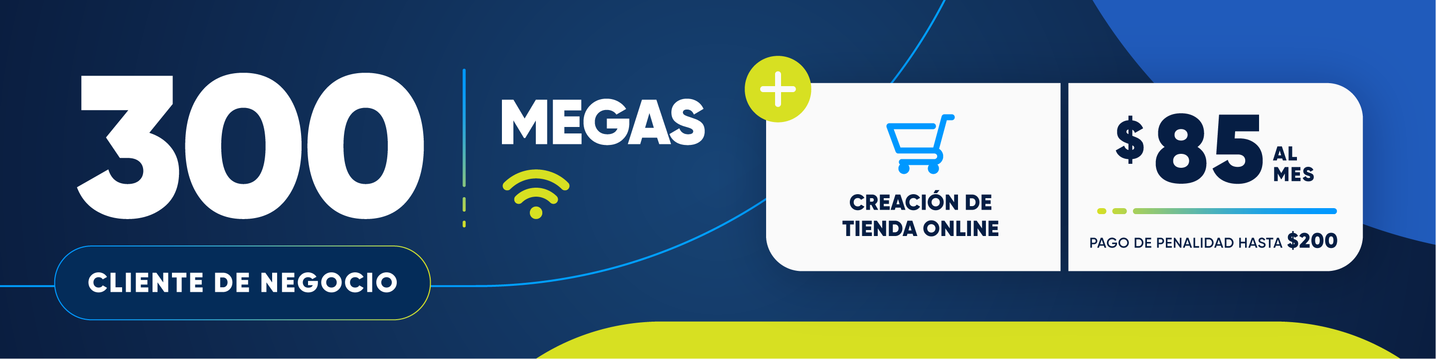 Aprovecha y conecta tu negocio al internet más rápido en Puerto Rico* con 300 Megas de velocidad + creación de tu tienda en línea, ¡por $85 al mes!